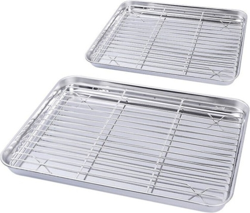 2 stk. Ovn Grillrist Brødristerbrett Bakebrett Halvt Brett Panne Ovnsikker Kjølerist 31X24X2.5CM 31X24X2.5CM