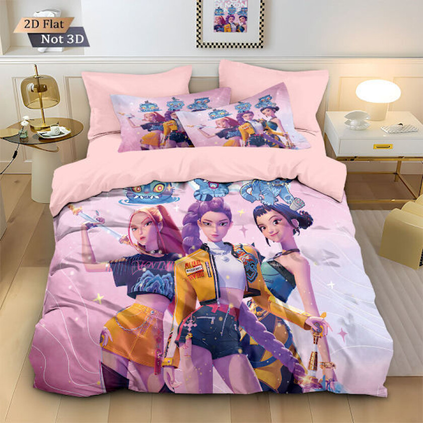 3-delt Kpop Demon Slayer sengesett, egnet for soverom og gjesterom, 1798, 240x220cm 240x220cm