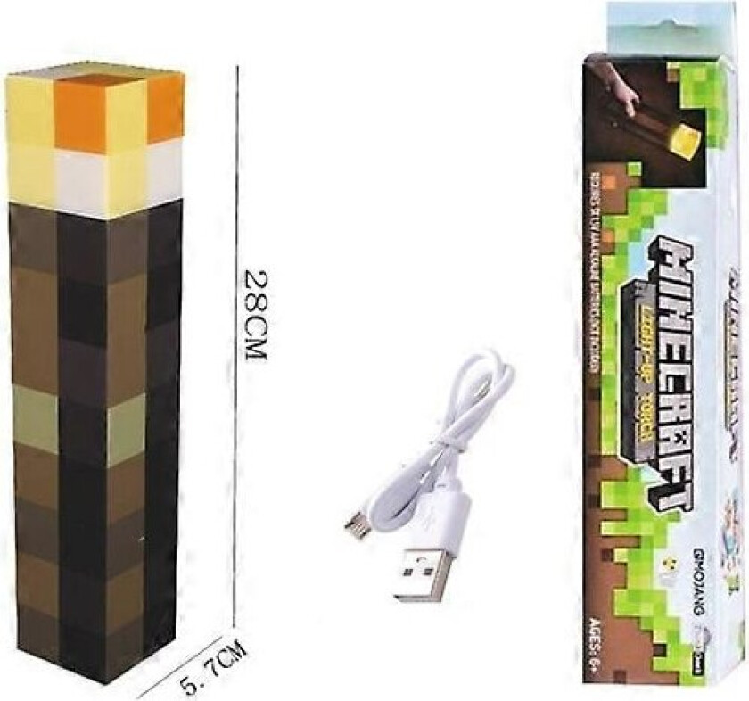 REMAKE Minecraft Brownstone Torch - 28 cm LED Nattlampe - USB C—max
