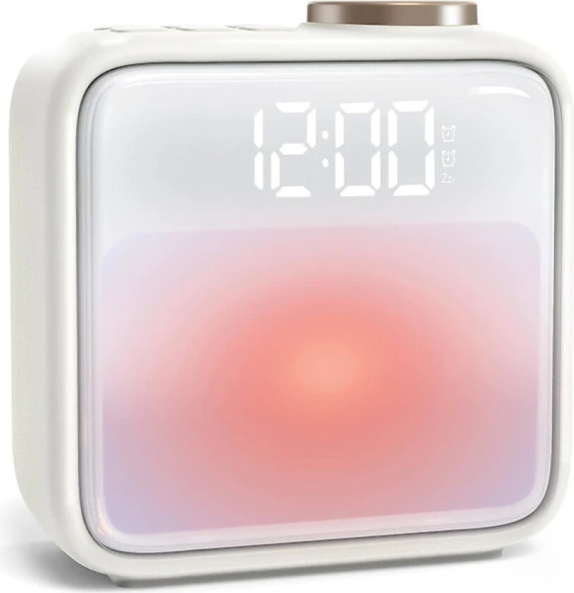 SCSYV Vekkerklokke med nattlampe, innebygd batteri, 6 scener & hvit støy, doble alarmer & snooze, for tunge sovere, gave