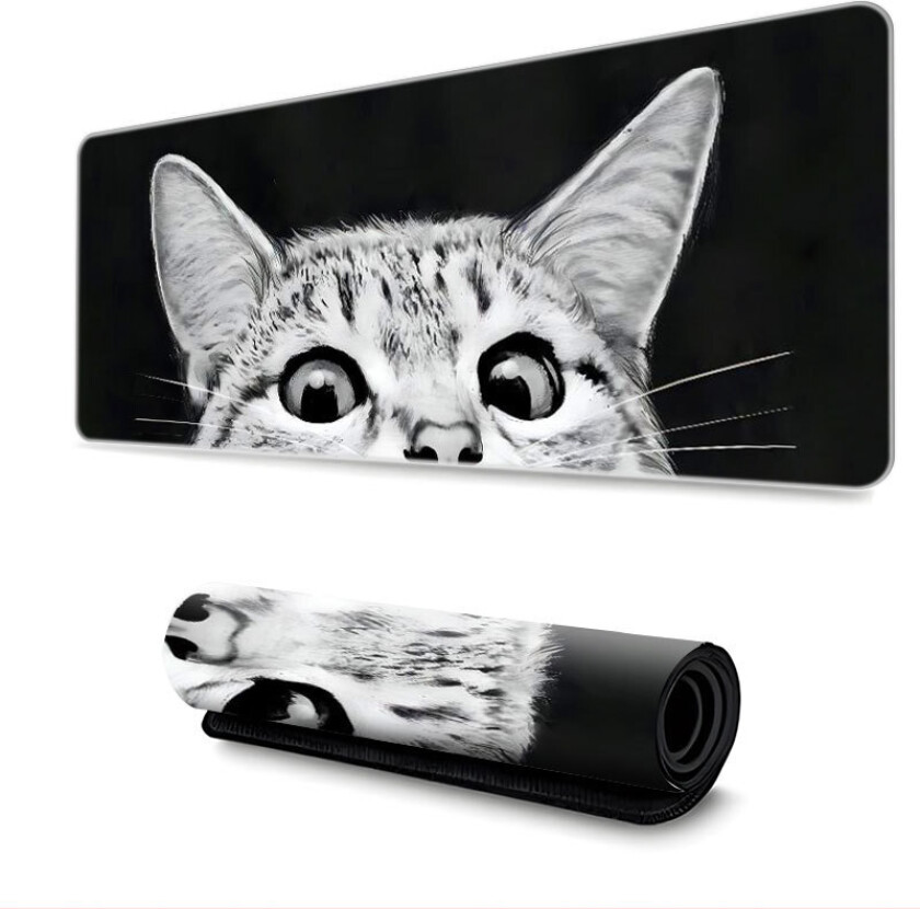 Utvidet musematte / skrivebordsunderlag cat pattern M