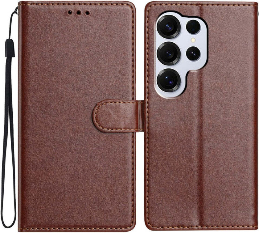 Samsung Galaxy S26 Ultra EIDERWOOD Kunstskinn Deksel med Stropp & Kortholder – Brun