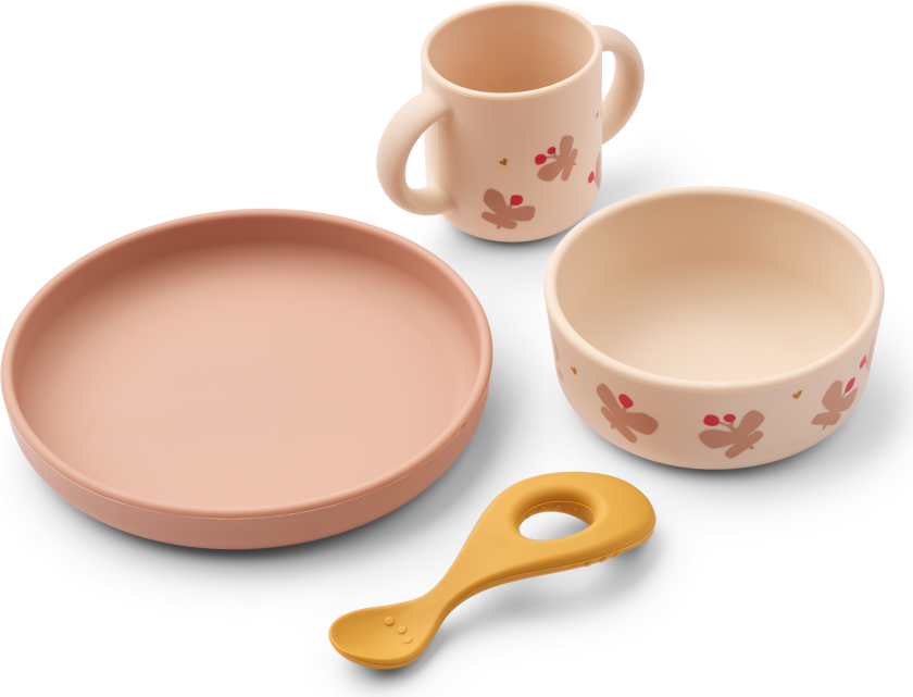 Bilde av Vivi Servise Med Trykk Butterfly / Apple Blossom Butterfly / Apple Blossom-One Size Rød One Size unisex