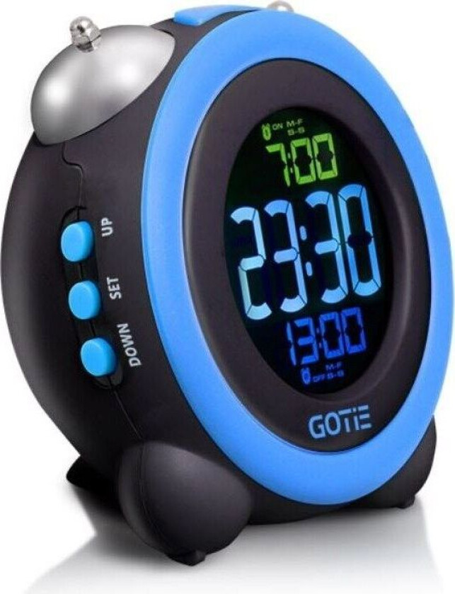 GOTIE GBE-300N, Digital vekkerklokke, Sort, Blå, Metall, Plast, LCD, Batteri, 3XAAA