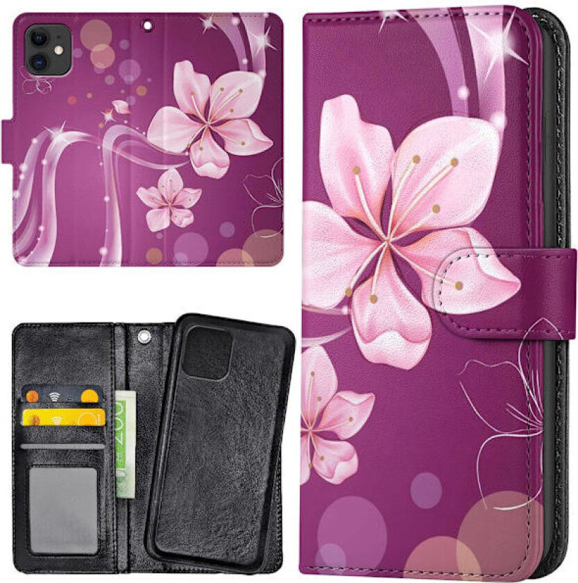 iPhone 12/12 Pro - Lommebok Deksel Hvit Blomst