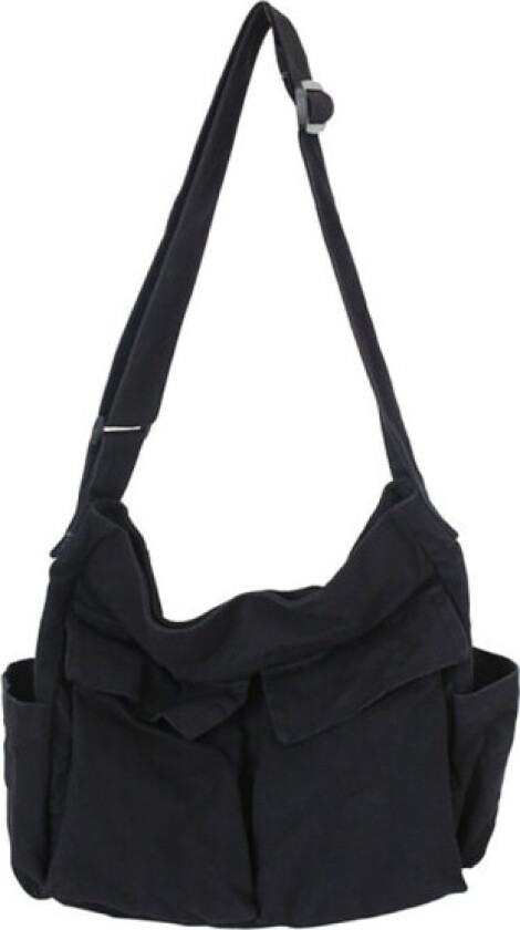 Messenger Bag for skole Vintage Svart Canvas Reclining Ladies-tfrf