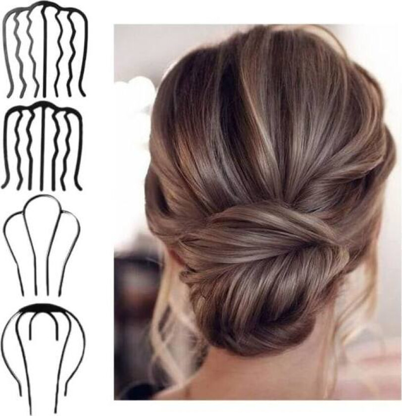 Hårklemme Hårnål Hårknute Chignon Nål Hårgaffel Franske Hårnåler 4 Klør Hårpinne Knute Hårholder Tilbehør for Kvinner og Jenter