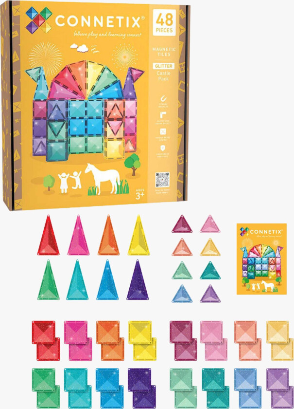 Magnetiske Byggeklosser Glitter Slott 48 Deler - Magnetleker - Plast