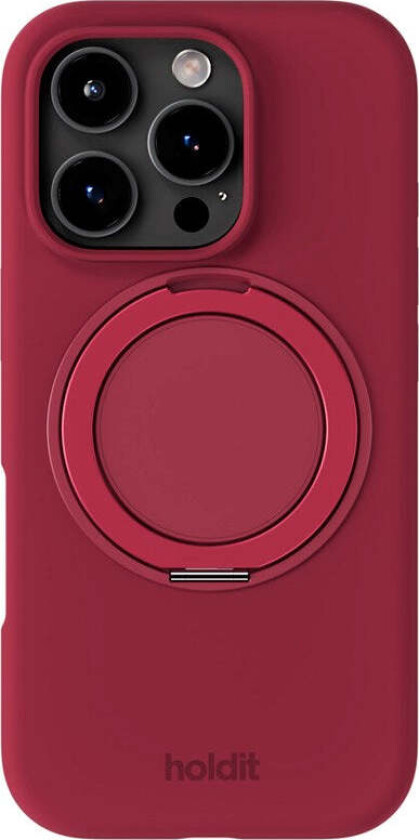 iPhone 16 Pro Holdit Silikone Stand Deksel - Red Velvet