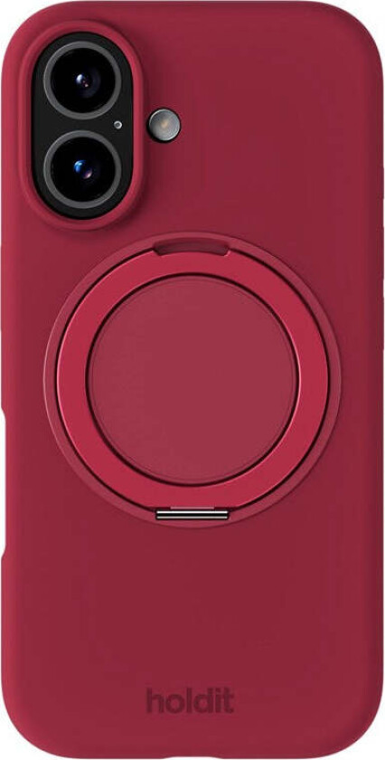 iPhone 16 Holdit Silikone Stand Deksel - Red Velvet