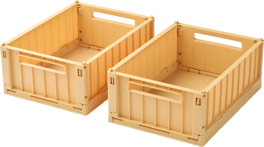 Sammenleggbare bokser - 2-pack - Small - Lemon Yellow - - OneSize - Sammenleggbar boks