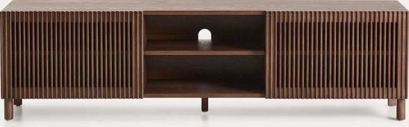 KAVE HOME Beyla TV-bord, m. 2 dører og 3 hyller - askefinér med valnøttfinish (180x49,5)