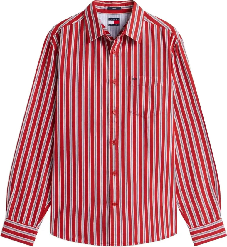Tjm Rlx Stripe Twill Shirt - Red - XL