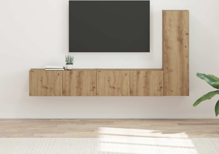 TV-benksett Veggmontert 2 pcs Artisan Eik Konstruert tre