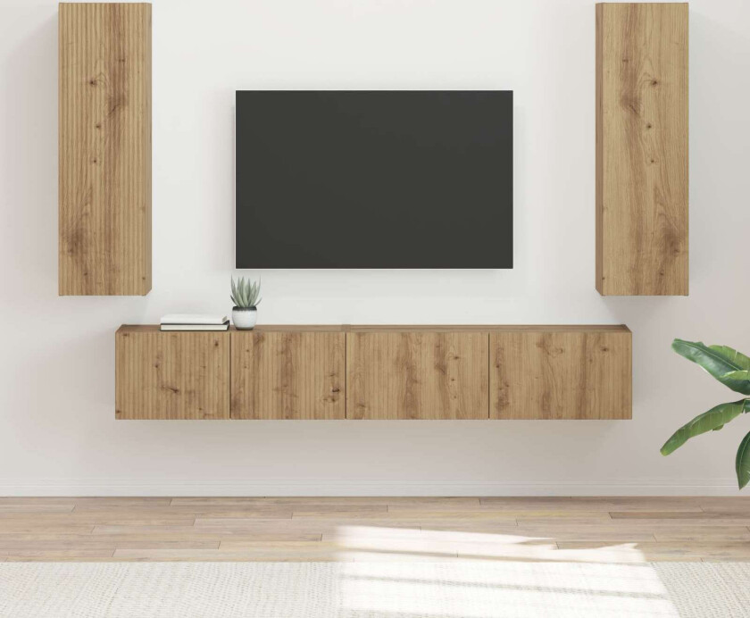 TV-benksett Veggmontert 3 pcs Artisan Eik Konstruert tre