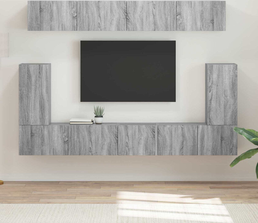 TV-benksett Veggmontert 5 pcs Grå Sonoma Konstruert tre