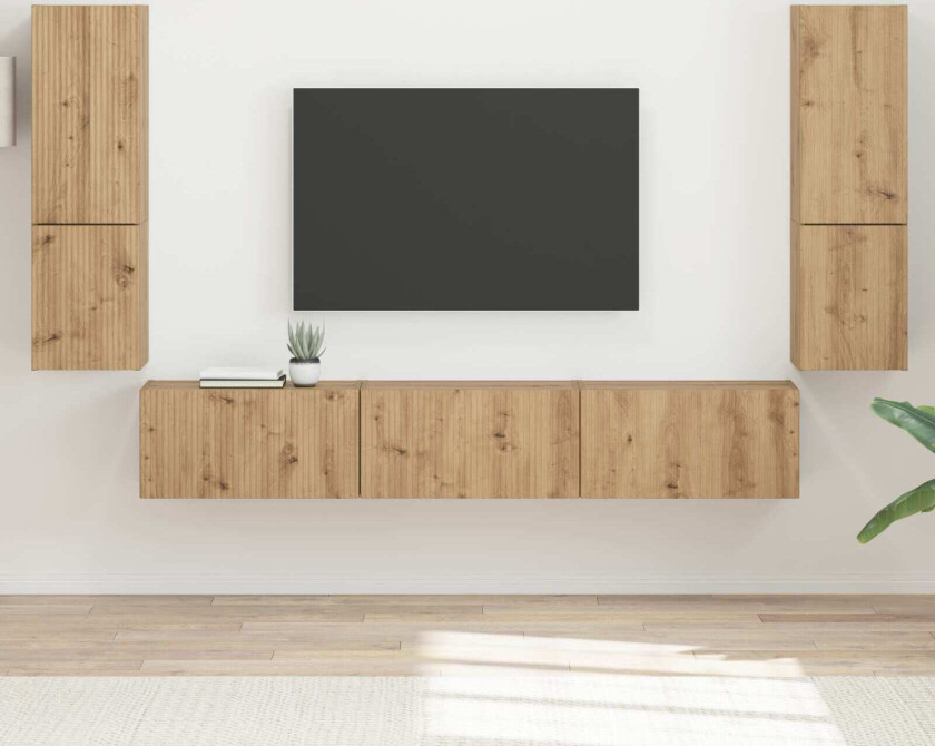 TV-benksett Veggmontert 4 pcs Artisan Eik Konstruert tre