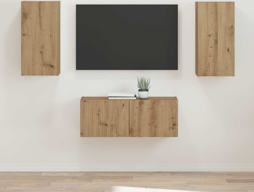 TV-benksett Veggmontert 2 pcs Artisan Eik Konstruert tre