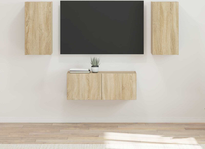 TV-benksett Veggmontert 6 pcs Sonoma eik Konstruert tre