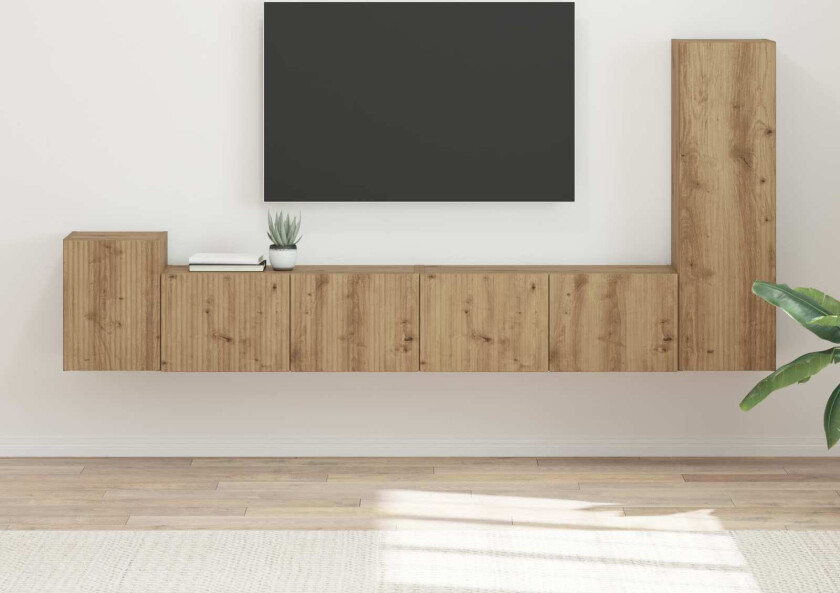 TV-benksett Veggmontert 3 pcs Artisan Eik Konstruert tre