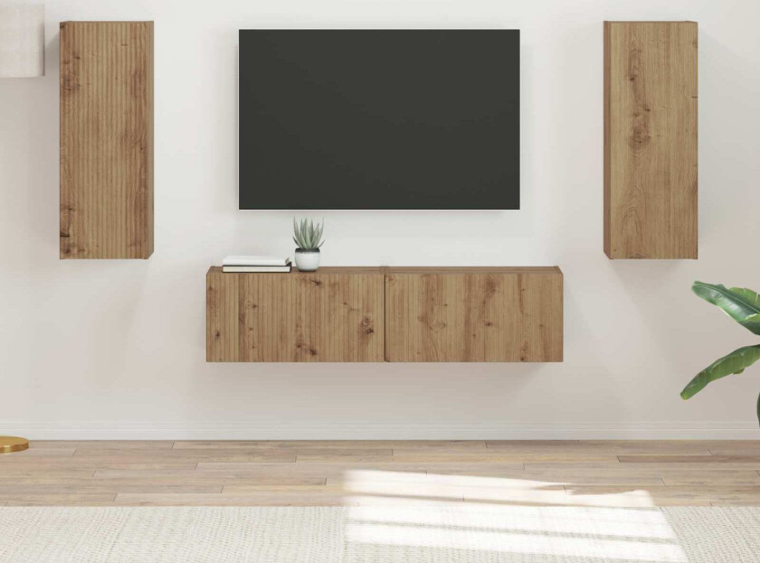 TV-benksett Veggmontert 2 pcs Artisan Eik Konstruert tre