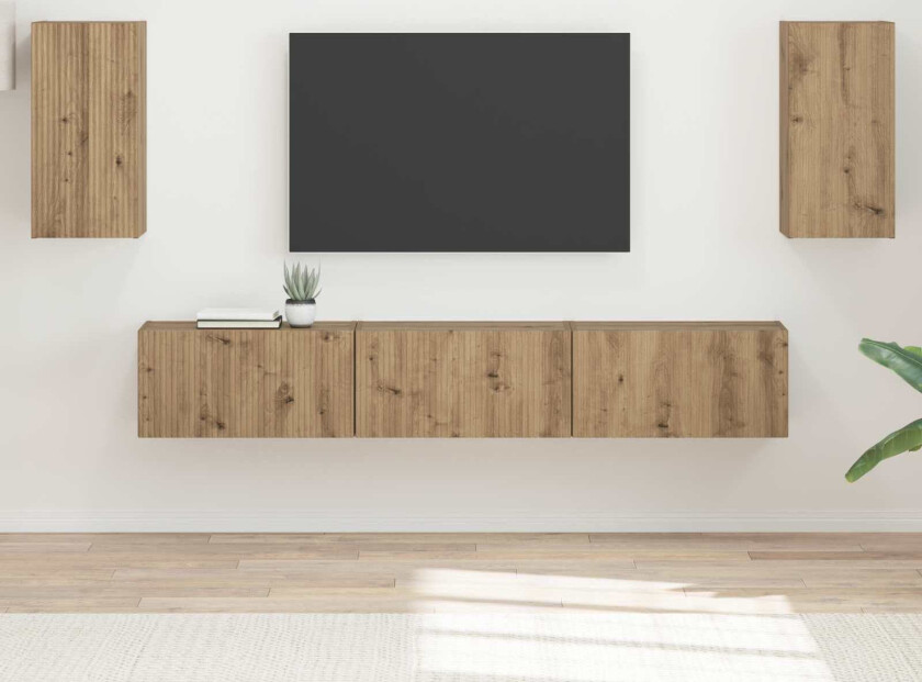 TV-benksett Veggmontert 3 pcs Artisan Eik Konstruert tre