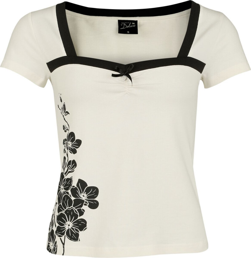 Rockabilly T-skjorte - Asia Dreams - Blomstertopp - S til XXL - Damer - antikk hvit