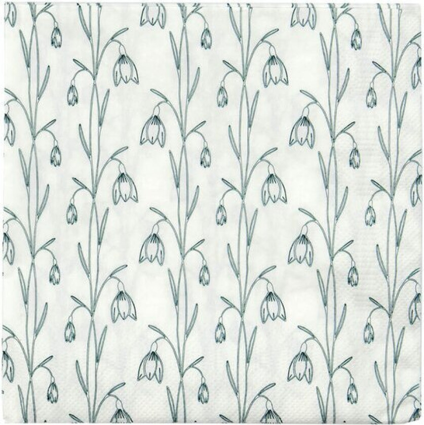 Snowdrop serviett 16,5x16,5 cm 40 stk hvit/grønn