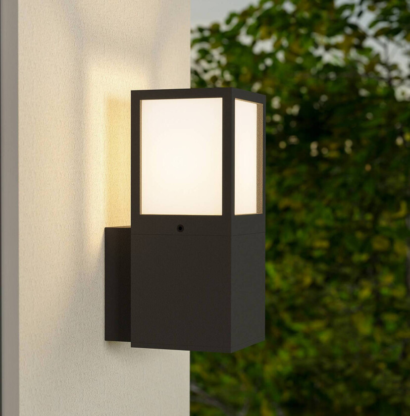Utendørs vegglampe Facado 2 Square, aluminium, mørkegrå, E27