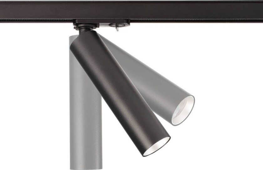 LED-skinnespot Slim 1-fase, svart, aluminium, 5 W, 2700 K