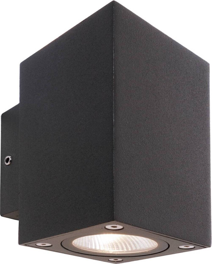 utendørs LED-vegglampe Cubodo Double Mini, aluminium, mørkegrå