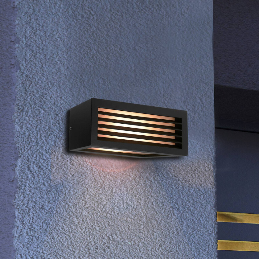 Utendørs vegglampe Rilongo avblendet, opp/ned, aluminium, mørkegrå