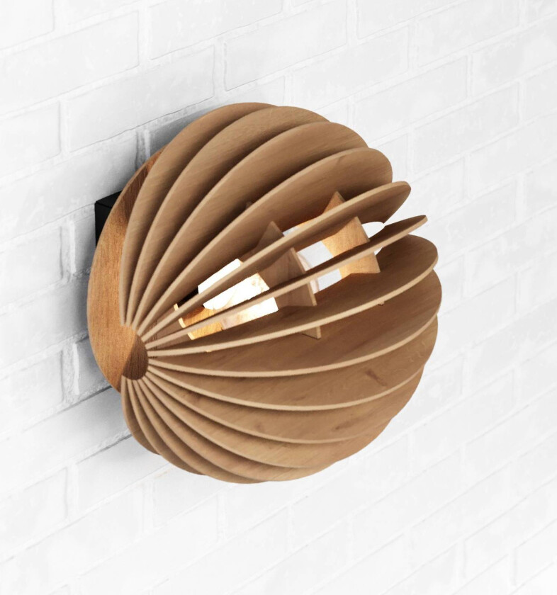 Vegglampe Clay, Ø 23 cm, bjørkfinér, innfelt, E27