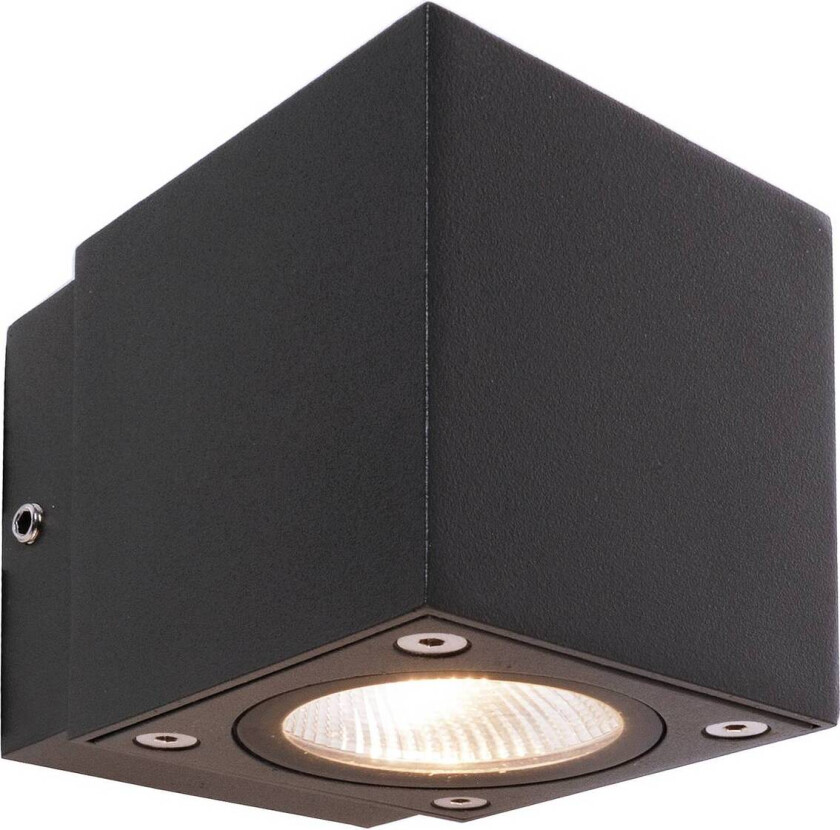 utendørs LED-vegglampe Cubodo Single Mini, aluminium, mørkegrå