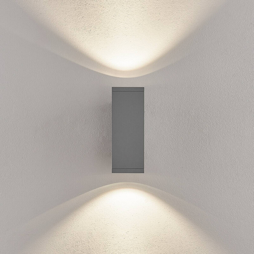 utendørs LED-vegglampe ShoreLine Pro Square opp/ned, lysegrå