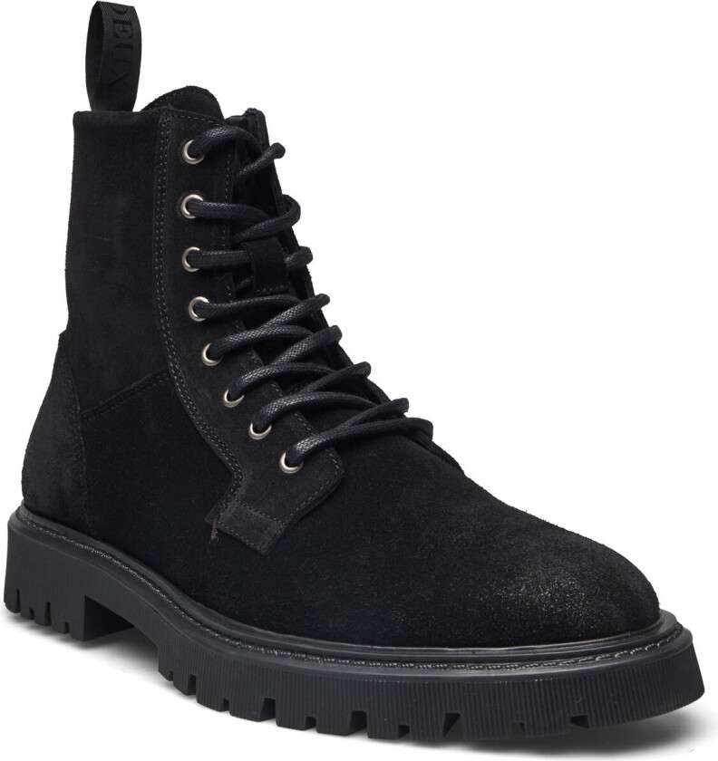 Tatum Suede Lace-Up Boot - Black - 45
