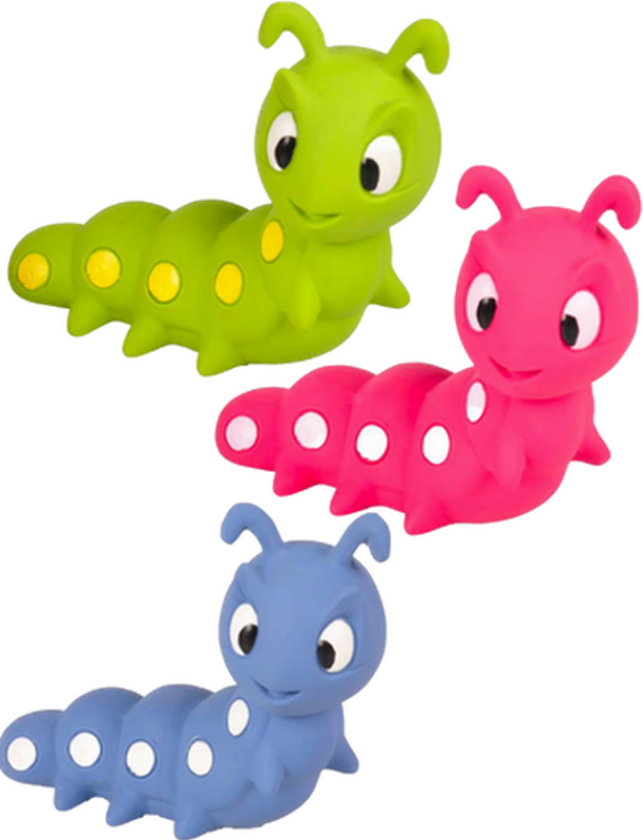 Hundeleketøy Latex Caterpillar Mix 15 cm - Hund - Hundeleker - Flamingo