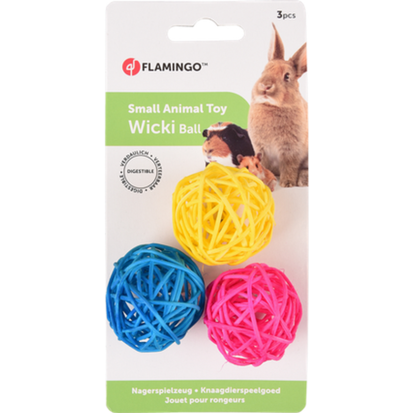 Sat Wicki Ball/Fuchshia Mix 3-pk. - Smådyr - Aktivisering - Leker til smådyr - Flamingo