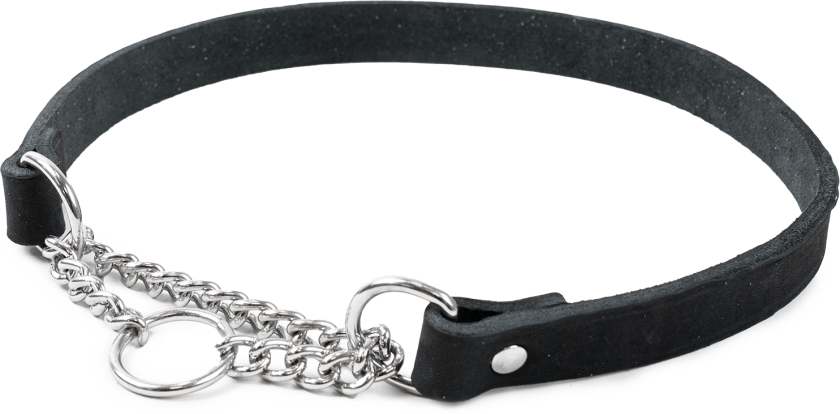 Halskjede i skinn Hera halvjern Svart 18 mm x 44-54 cm - Hund - Halsbånd og seler - Selected by ZOO