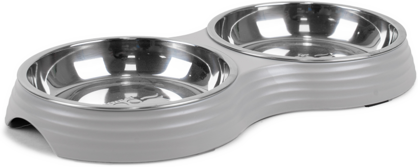 Kattmatbar Ripple Grå S/M, 2x200ml, 28x15x3cm - Katt - Matplassen - Matskål og vannskål til katt - Selected by ZOO