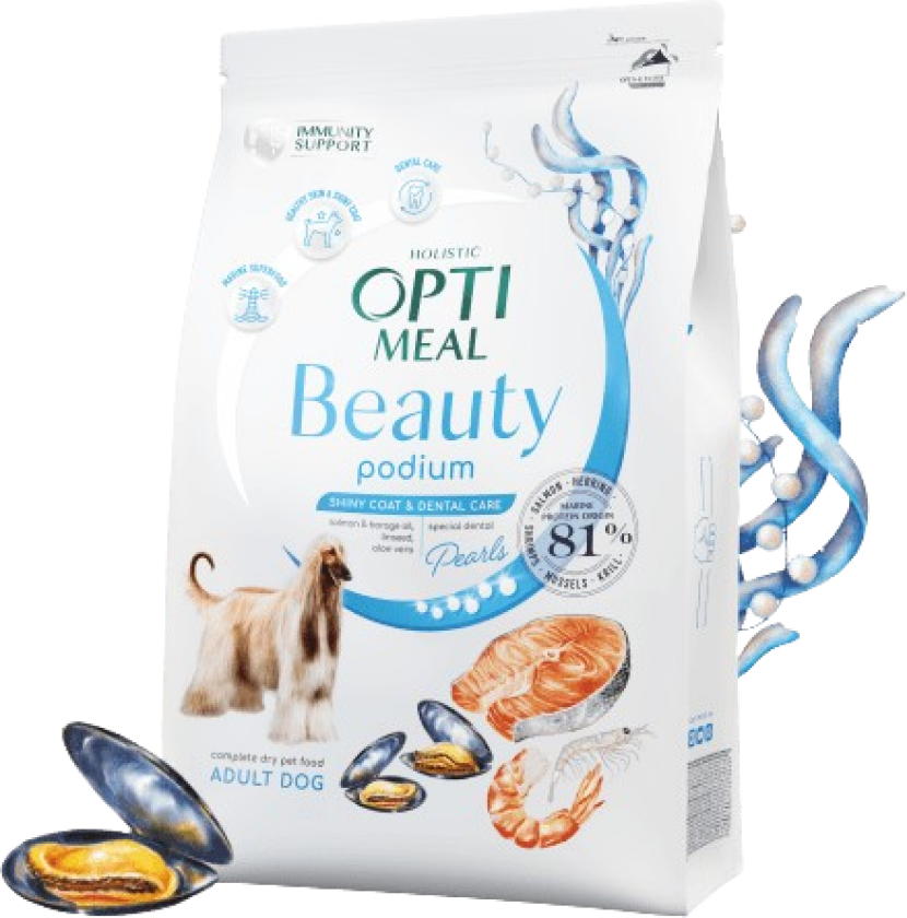 Beauty Podium Shiny Coat & Dental Care Complete dry pet food for adult dogs 1,5 kg - Hund - Hundefôr - Tørrfôr - Optimeal