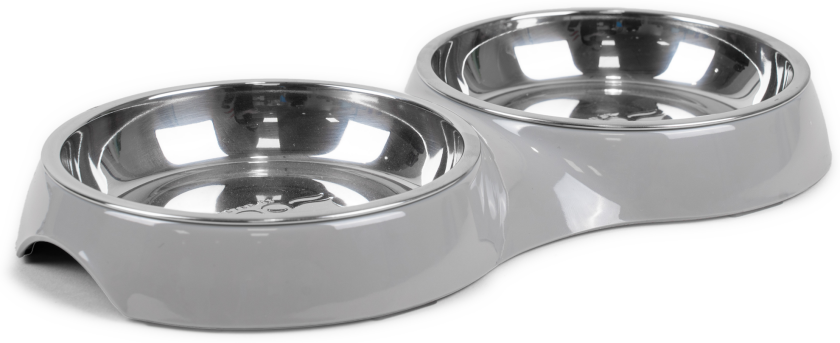 Kattmatbar Solid Grå S/M, 2x200ml, 28x15x3cm - Katt - Matplassen - Matskål og vannskål til katt - Selected by ZOO