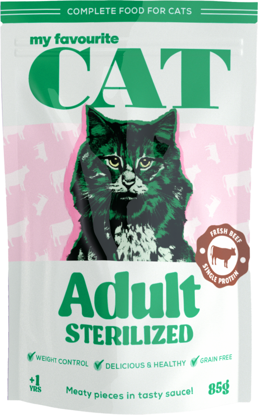 Oksekjøttposer 85 g - Katt - Kattefôr - Våtfôr - My favourite CAT