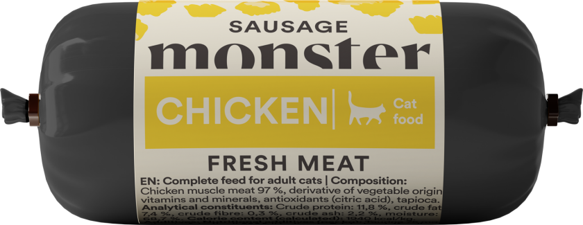Kattepølse Kylling 80 g - Katt - Kattefôr - Våtfôr - Monster Pet Food