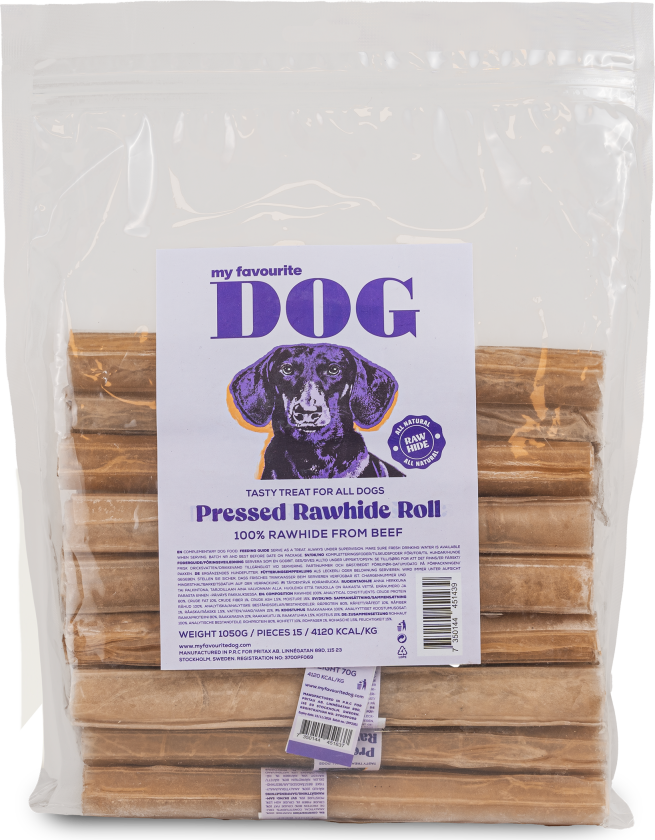 Presset tyggerull av råhud - Naturell 20 cm, 15-pakning - Hund - Hundesnacks - My favourite DOG