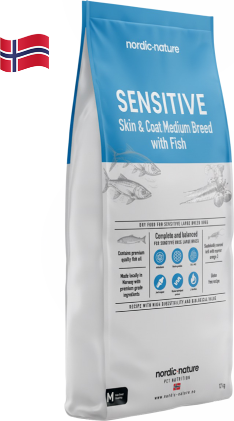 Sensitive Skin & Coat Fish Medium Breed 3 kg - Hund - Hundefôr - Tørrfôr - Nordic Nature