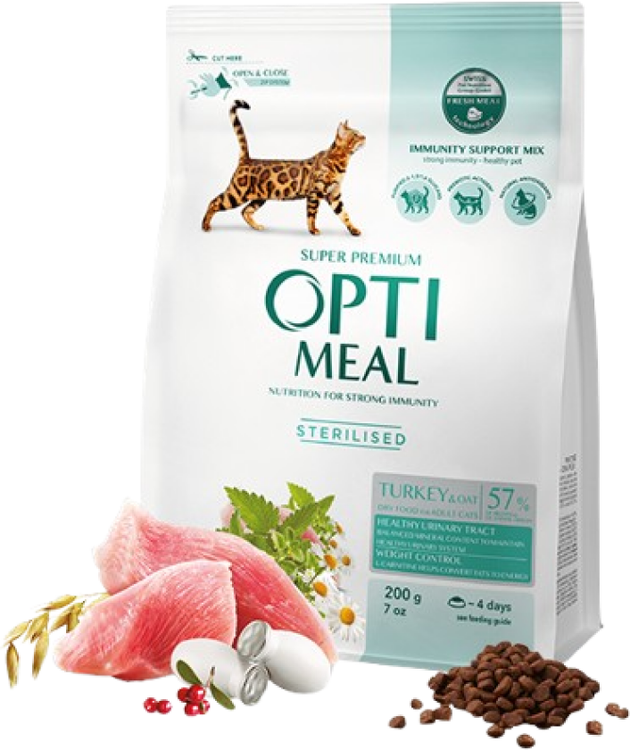 Complete dry pet food for sterilised cats - turkey and oat 1,5 kg - Katt - Kattefôr - Tørrfôr - Optimeal
