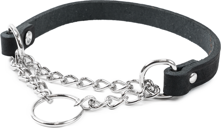 Halskjede i skinn Hera halvjern Svart 12 mm x 24-31 cm - Hund - Halsbånd og seler - Selected by ZOO