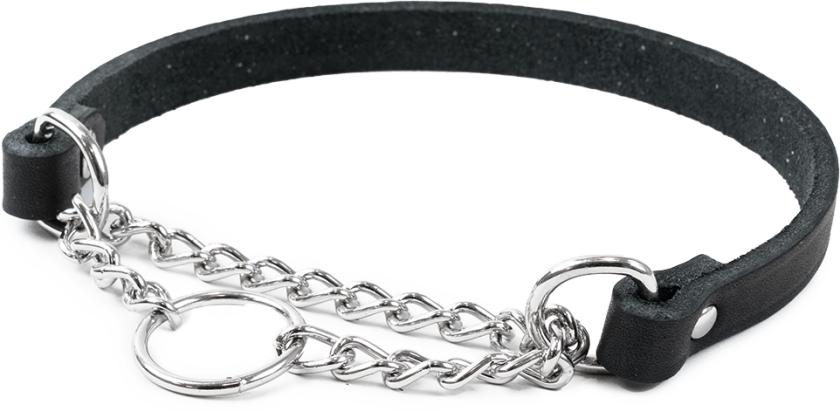 Halskjede i skinn Hera halvjern Svart 12 mm x 28-35 cm - Hund - Halsbånd og seler - Selected by ZOO