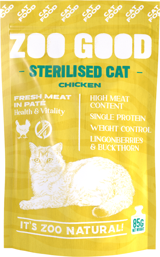 Katt Sterilisert kylling 85g-pose - Katt - Kattefôr - Våtfôr - ZOO GOOD